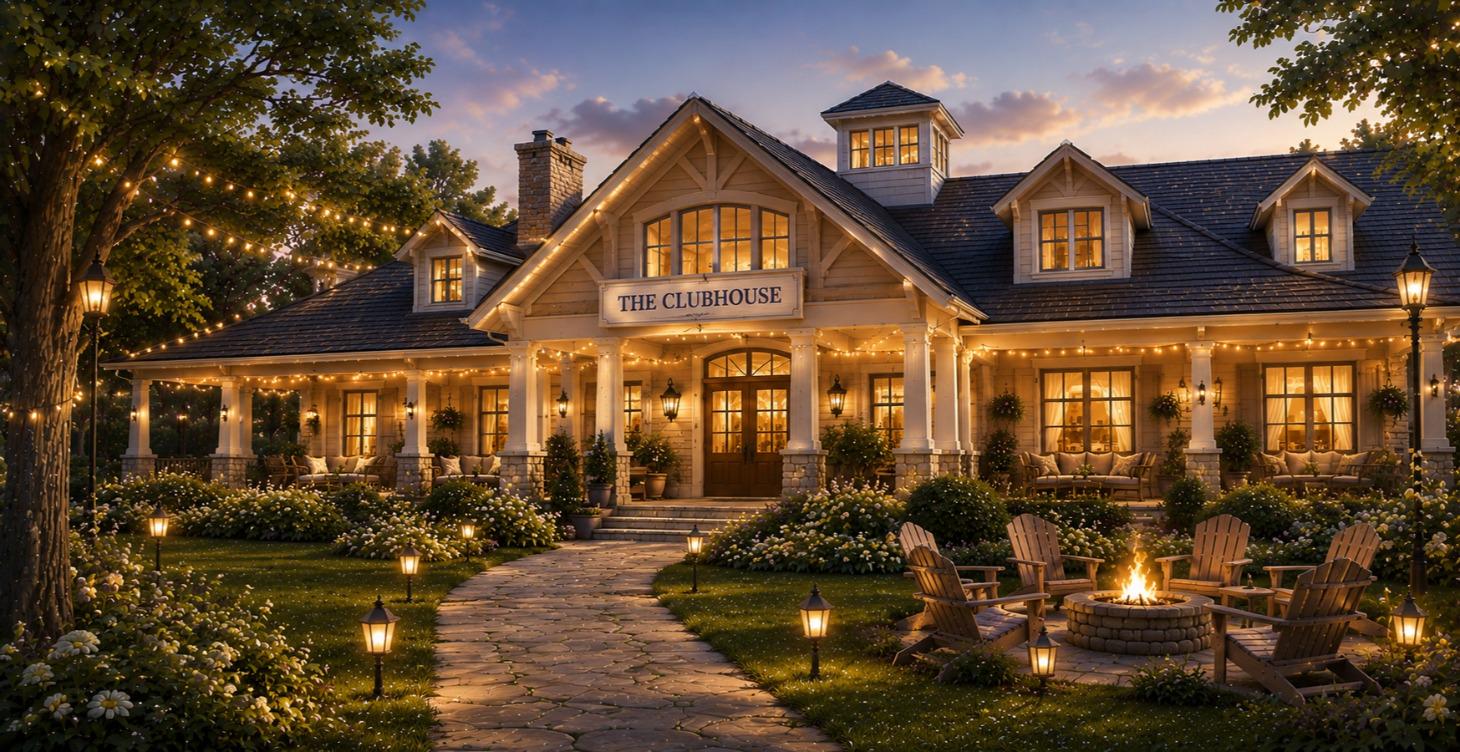 The Clubhouse, Club Joy's social heart, warm and inviting.